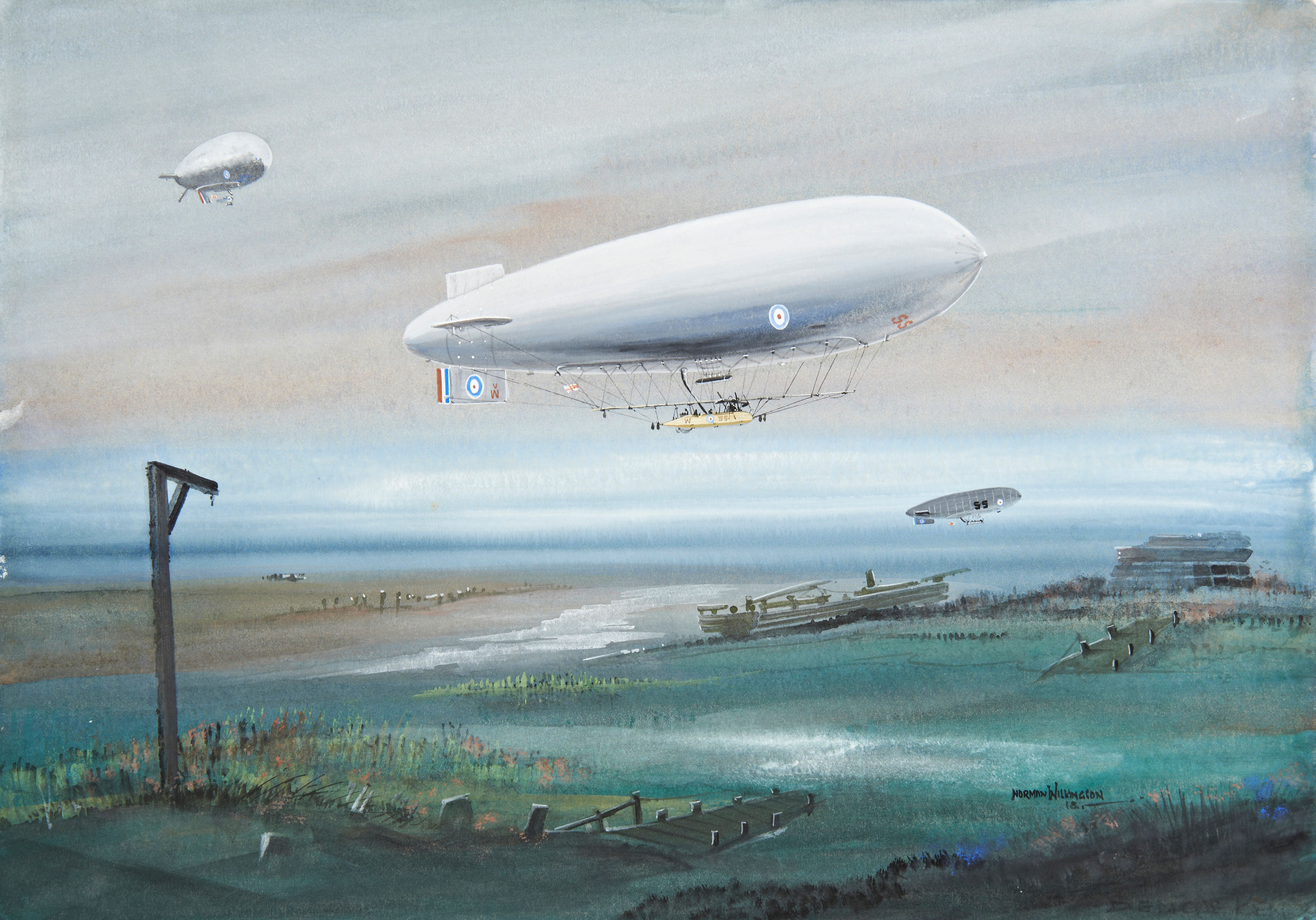 CHRISTOPHER CLARKE ANTIQUES ?The Dover  Airship Patrol’ by Norman Wilkinson.jpg
